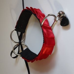 Lolita cat girl cosplay collar red and black new